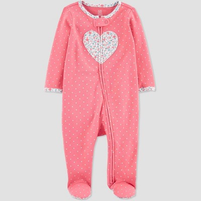 Image of Baby Girls' Dot Heart Footed Pajama - Just One You® made by carter's Pink
