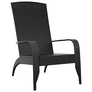vidaXL Patio Adirondack Chair in Black | Modern Lightweight Poly Rattan Outdoor Garden Seating | Weather-Resistant & Easy to Assemble - 1 of 4