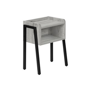 FONTOI 2-Tier Side Table with Storage Cubby, Bedside Table with Adjustable Feet, Snack Stand for Books/Plants/Decor, Grey, 11.75"*23.25"*18.5" - 1 of 4