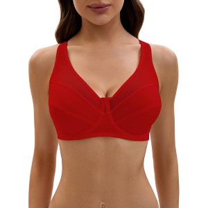 INSPIRE CHIC Women's Mesh Lace Adjustable Strap Underwear Soft Bras with Support and Lift Full Coverage Bra - 1 of 4