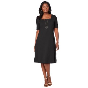Jessica London Women's Plus Size Stretch Cotton Square Neck Midi Dress - 1 of 4