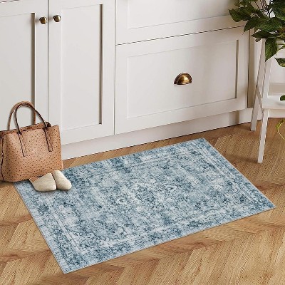 Coucheta Washable Low Pile Area Rug , Non-Slip Indoor Outdoor Carpet for Living Room Bedroom Kitchen, Multi-Color & Size