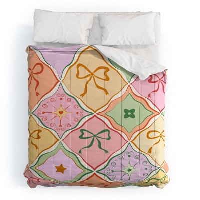 Deny Designs 3pc King The Space House Bows On Colorful Patchwork Comforter and Sham Set