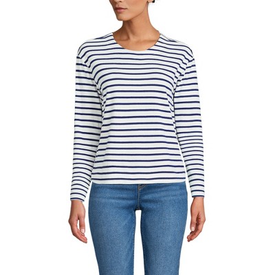 Lands' End Women's Long Sleeve Mariner Jersey Crewneck Tee