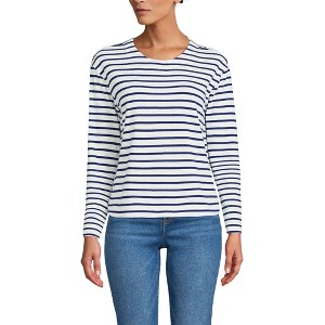 Lands' End Women's Long Sleeve Mariner Jersey Crewneck Tee - 1 of 4