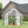 Outsunny 71'' x 39'' x 66'' Walk In Greenhouse Portable Hot House for Plants with Zippered Door and Top Window for Outdoor, Garden, Patio, PVC Cover - 3 of 4