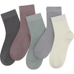 SERISIMPLE Women Thin Viscose Bamboo Socks Crew Lightweight Above Ankle Casual Dress Sock 5 Pairs - 1 of 4
