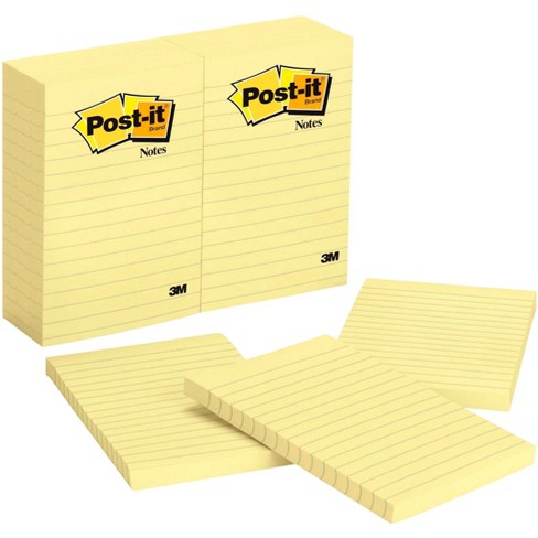 3m Post-it Lined Original Notes, 4 X 6 Inches, Canary Yellow, Pk Of 12 ...