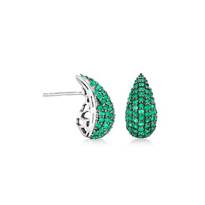 Ross-Simons 1.60 ct. t.w. Emerald Teardrop Earrings in Sterling Silver
