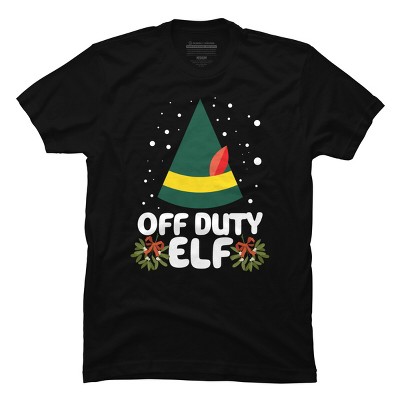 Men's Design By Humans Off Duty Elf Christmas By Thingsandthings T-Shirt