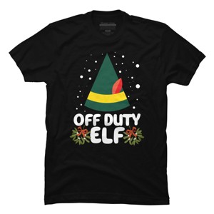 Men's Design By Humans Off Duty Elf Christmas By Thingsandthings T-Shirt - 1 of 4