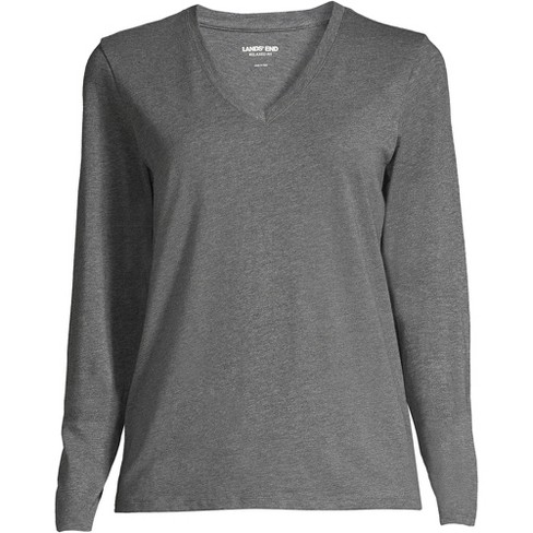 Long Sleeve V-neck Tee Shirt (Small, Charcoal) at  Women's Clothing  store: Tank Top And Cami Shirts