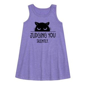 Girls' - Instant Message - Judging You Graphic Sleeveless Aline Dress - 1 of 4