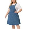 Agnes Orinda Women's Plus Size Button Decor Adjustable Strap Casual Midi Denim Suspender Overall Dresses with Pocket - 2 of 4