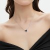Natural Stone Pendant Necklace: Rose Quartz & Moissanite Heart/Teardrop/Unique in 18K White Gold Plated, Adjustable 18"+2" Chain for Women - 3 of 4