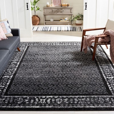 Elegant Adirondack Black/Silver Synthetic 9' x 12' Area Rug