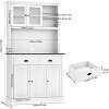 Homhougo 71" Freestanding Pantry Cabinet with Microwave Stand, Adjustable Shelves & Drawers, Farmhouse Hutch, Grey - 2 of 4