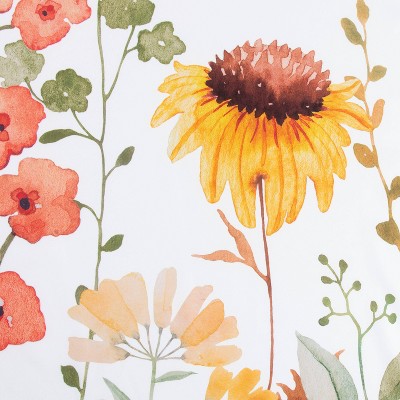 Wild Garden Floral White Polyester Shower Curtain