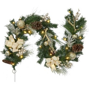 TackView 6 Ft Pre-Lit Christmas Garland with 20 Led Lights, Xmas Garland, Garland with Timer for Mantle Staircase Table Decoration - 1 of 4