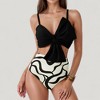 Anna-Kaci Swim Women's Knot Front Bikini Top and High Waist Abstract Print Bottom Two-Piece Swimsuit - 2 of 4