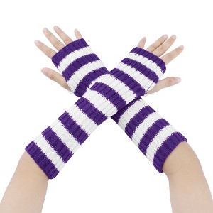 INSPIRE CHIC Women's Elastic Knit Winter Half Finger Thumb Hole Y2K Sleeves Gloves for Christmas Windproof 1 Pair - 1 of 4
