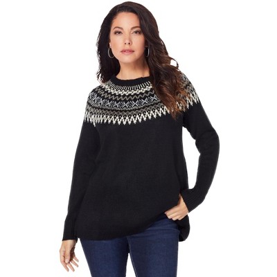 Roaman's Women's Plus Size Fair Isle Pullover Sweater