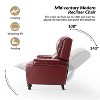 Elisabete Modern Wingback Genuine Leather Recliner with Vintage Nail Head Trim for Living Room and Bedroom| ART OF LIVING DESIGNS - 4 of 4