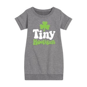 - Instant Message - St. Patrick's Day Tiny Hooligan Graphic Short Sleeve Fleece Dress - 1 of 4