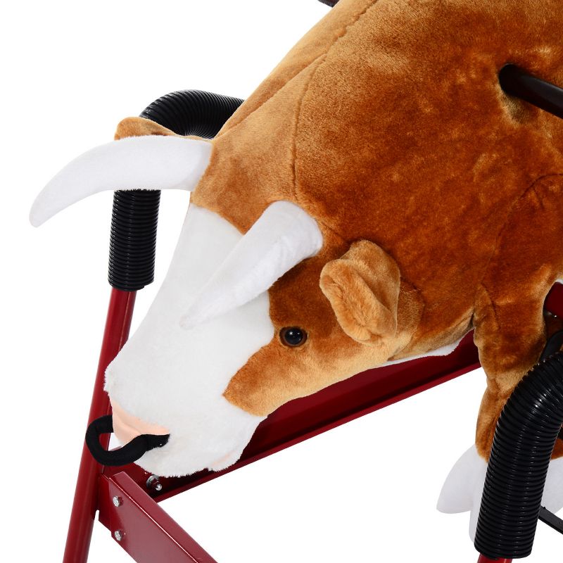 Qaba Kids Spring Rocking Horse Rodeo Bull Style with Realistic Sounds for Children over 3 Years Old, 5 of 9