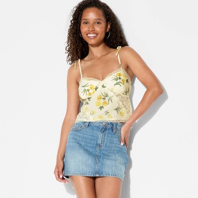 Women's Lace Trim Sweetheart Neck Tank Top - Wild Fable™