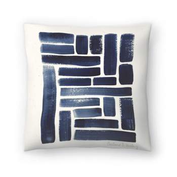 Americanflat Mid Century Blue Strokes Gouache Throw Pillow By Pauline Stanley