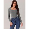 Seta T Women's Fall Winter Square Neck Long Sleeve Casual Sweater Bodysuit - 3 of 4