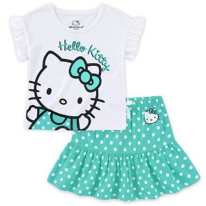 Hello Kitty Sanrio Girls Short Sleeve Shirt and Skirt 2 Piece Set for Big Kids - Size 10 - 1 of 4