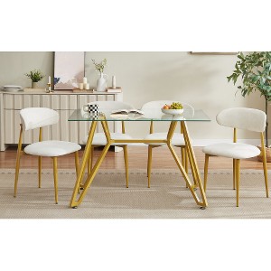 Akoasm Set of 2 Modern Dining Chairs with Curved Back and Metal Legs For Dining Room & Kitchen-White - 1 of 4