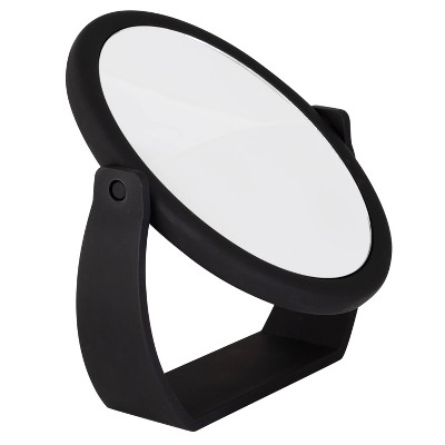 Black Rubberized Double Sided Magnifying Vanity Mirror