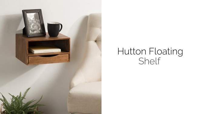 12.5" x 10" x 7" Hutton Floating Wall Shelf with Drawer - Kate & Laurel All Things Decor, 2 of 10, play video