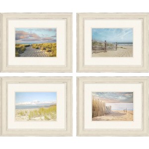 HomeRoots Set Of Four Sandy Beach Photography Distressed Ivory Framed Wall Art - 1 of 3