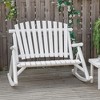 Outdoor Wooden Rocking Chair, Double-Person Rustic Adirondack Rocker with Slatted Seat, High Backrest, Armrests for Patio, Garden and Porch - 2 of 4
