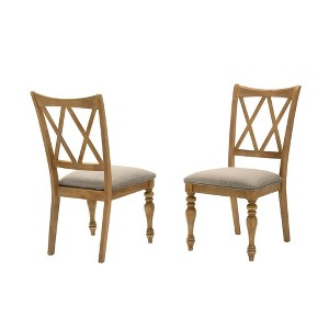 Best Master Furniture,Dining Chairs with Linen Blend Cushions, Set of 2, Antique Natural Oak - 1 of 4