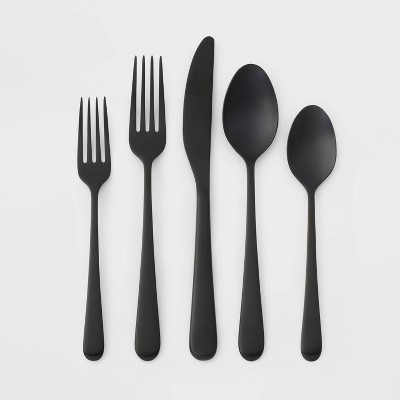 20pc Squared Straight Flatware Set Black - Room Essentials™ : Target