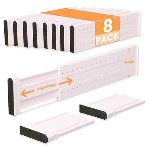 Hachikiko Adjustable Drawer Dividers - 4" High Expandable 11"-17" for Clothes, Dresser, Bathroom, Kitchen & Office Storage - 1 of 4