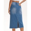 INSPIRE CHIC Women's Denim Elastic Waist Split Back Pockets Raw Hem Sheath Maxi Jean Skirts - 4 of 4