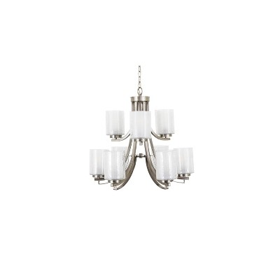 Modern Classic Satin Nickel Nine Light Chandelier