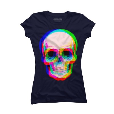 Junior's Design By Humans 3D Skull By AdrianFilmore T-Shirt