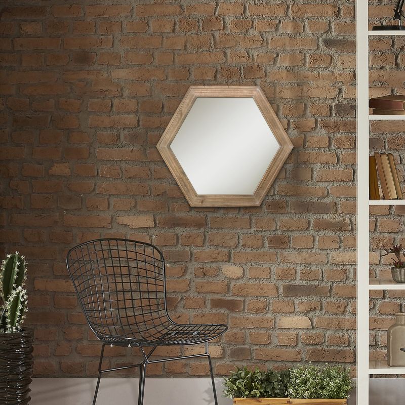 Wooden Hexagon Decorative Wall Mirror - Stonebriar Collection, 5 of 8
