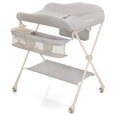 Safstar Baby Diaper Changing Table Folding Newborn Nursery Organizer W/Wheel Water Basin