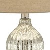 Regency Hill Lili 25" High Fluted Modern Country Cottage Table Lamp Silver Mercury Glass Single Beige Shade Living Room Bedroom Bedside Nightstand - 3 of 4
