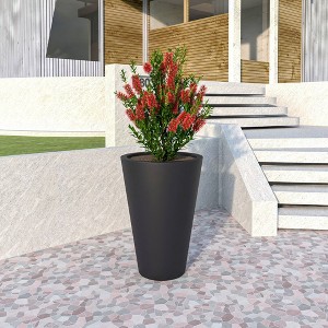 LeisureMod Pebble Fiberstone and MGO Clay Planter Tapered Round Planter Pot for Indoor and Outdoor - 1 of 4