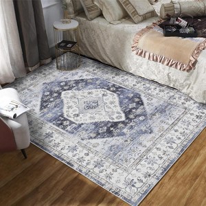 Washable Area Rug for Bedroom, Living Room, Vintage Print  Non-Shedding Non-Slip Throw Mat, Low Pile Lightweight Thin Carpet, Floor Cover - 1 of 4