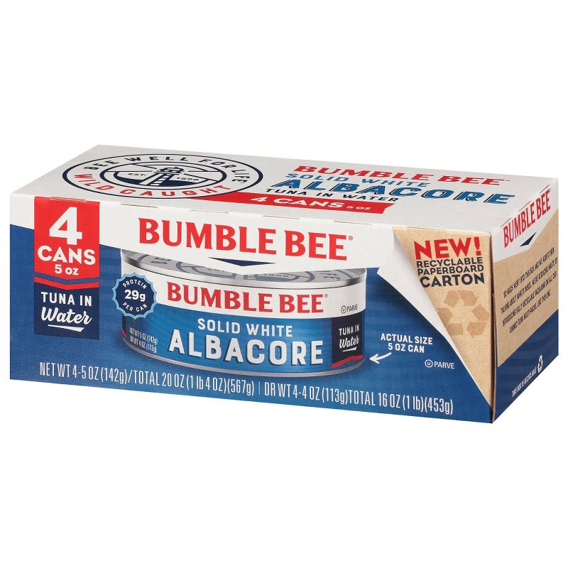 Bumble Bee Solid White Albacore Tuna in Water - 5oz/4ct, 5 of 7